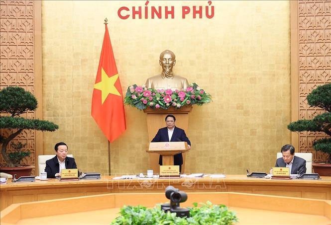 Thủ tướng Phạm Minh Chính kết luận Phiên họp Chính phủ chuyên đề xây dựng pháp luật tháng 12. Ảnh: Dương Giang/TTXVN