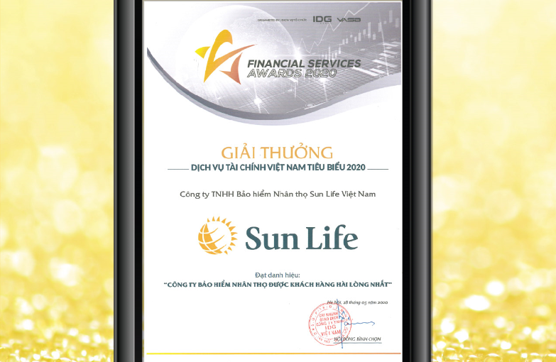 Sun Life Việt Nam nhận giải thưởng Dịch vụ Tài chính Việt Nam tiêu biểu 2020