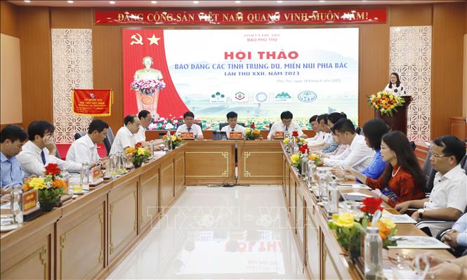 Quang cảnh Hội thảo báo Đảng các tỉnh Trung du, miền núi phía Bắc lần thứ XXII, năm 2023. Ảnh: Trung Kiên/TTXVN