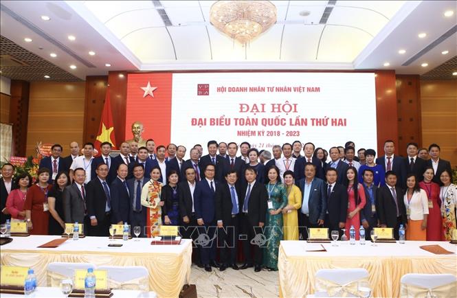 Lễ ra mắt Ban chấp hành Hội doanh nhân tư nhân Việt Nam khoá 2, nhiệm kỳ 2018-2023 (Ảnh: TTXVN)