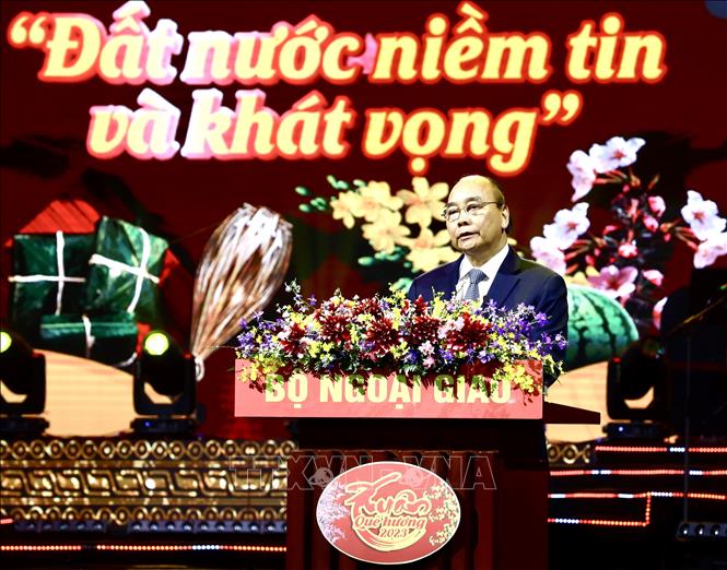 Chủ tịch nước Nguyễn Xuân Phúc phát biểu, chúc Tết bà con kiều bào