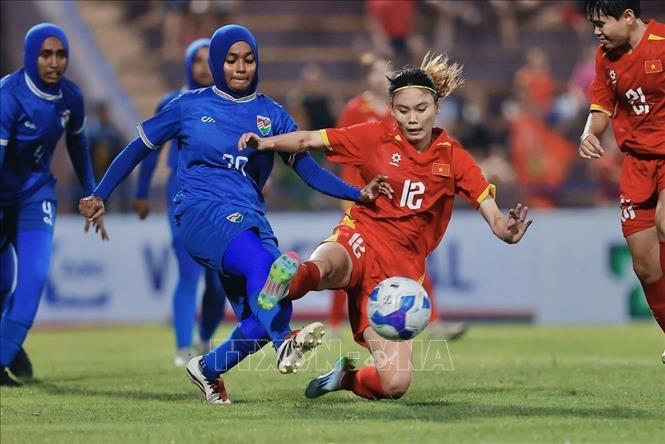 Đội tuyển nữ Việt Nam thắng đậm 7-0 trước đội nữ Maldives- Ảnh 1. Đội tuyển nữ Việt Nam thắng đậm 7-0 trước đội nữ Maldives- Ảnh 1.