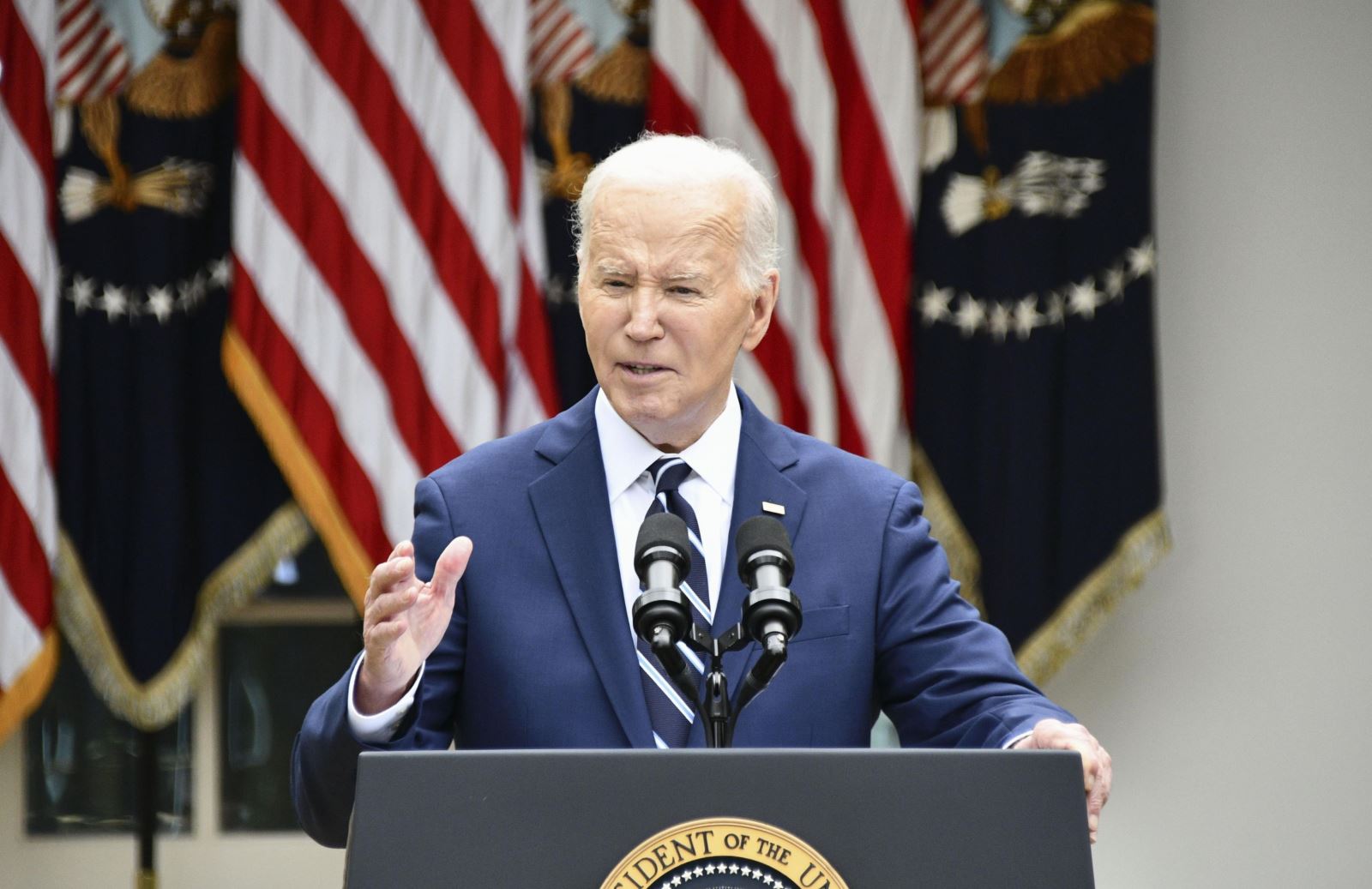 Tổng thống Mỹ Joe Biden phát biểu tại Nhà Trắng. Ảnh: Kyodo/TTXVN