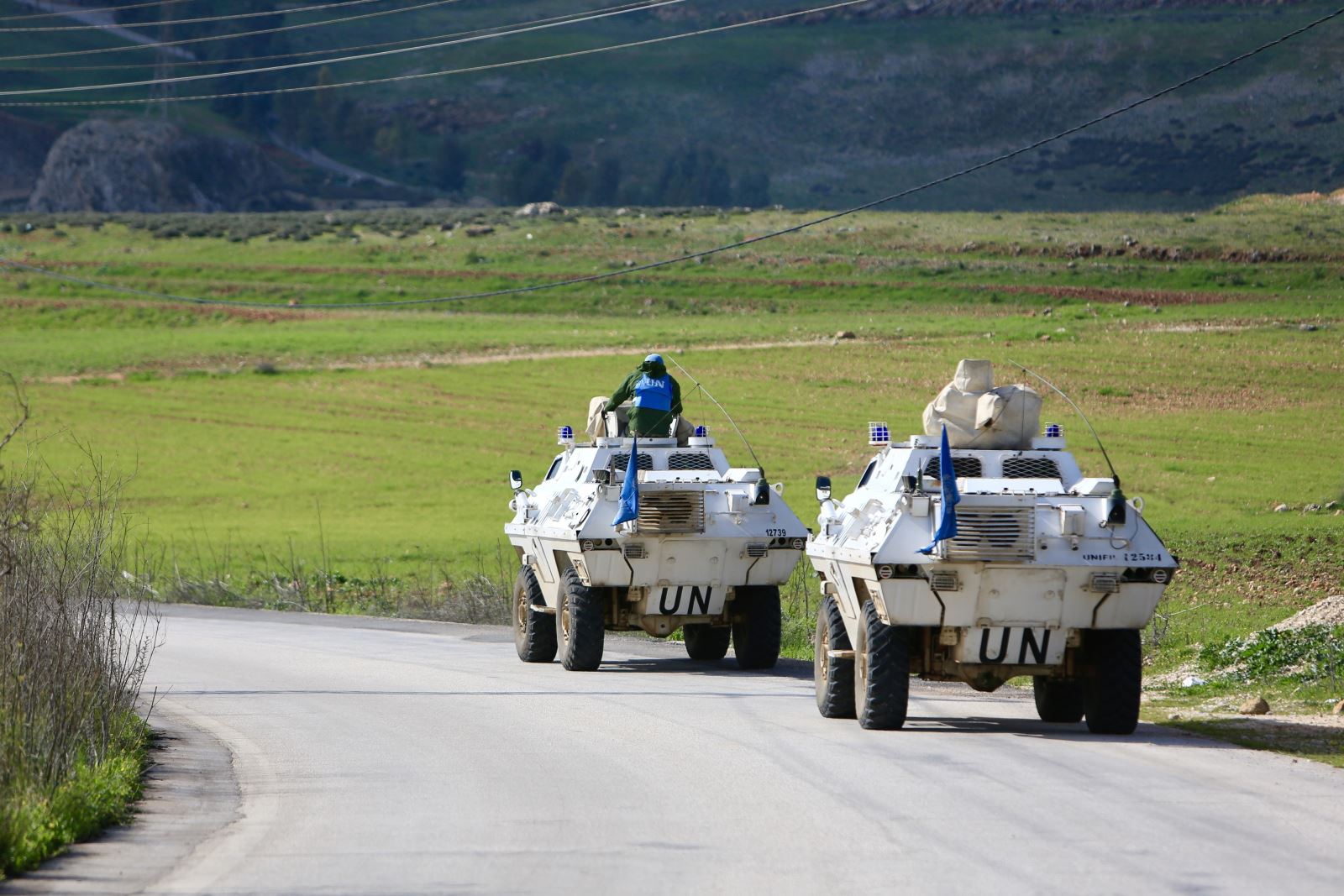 Lực lượng lâm thời của Liên hợp quốc tại Liban (UNIFIL) tuần tra tại biên giới Liban - Israel ở Marjayoun. Ảnh: THX/TTXVN