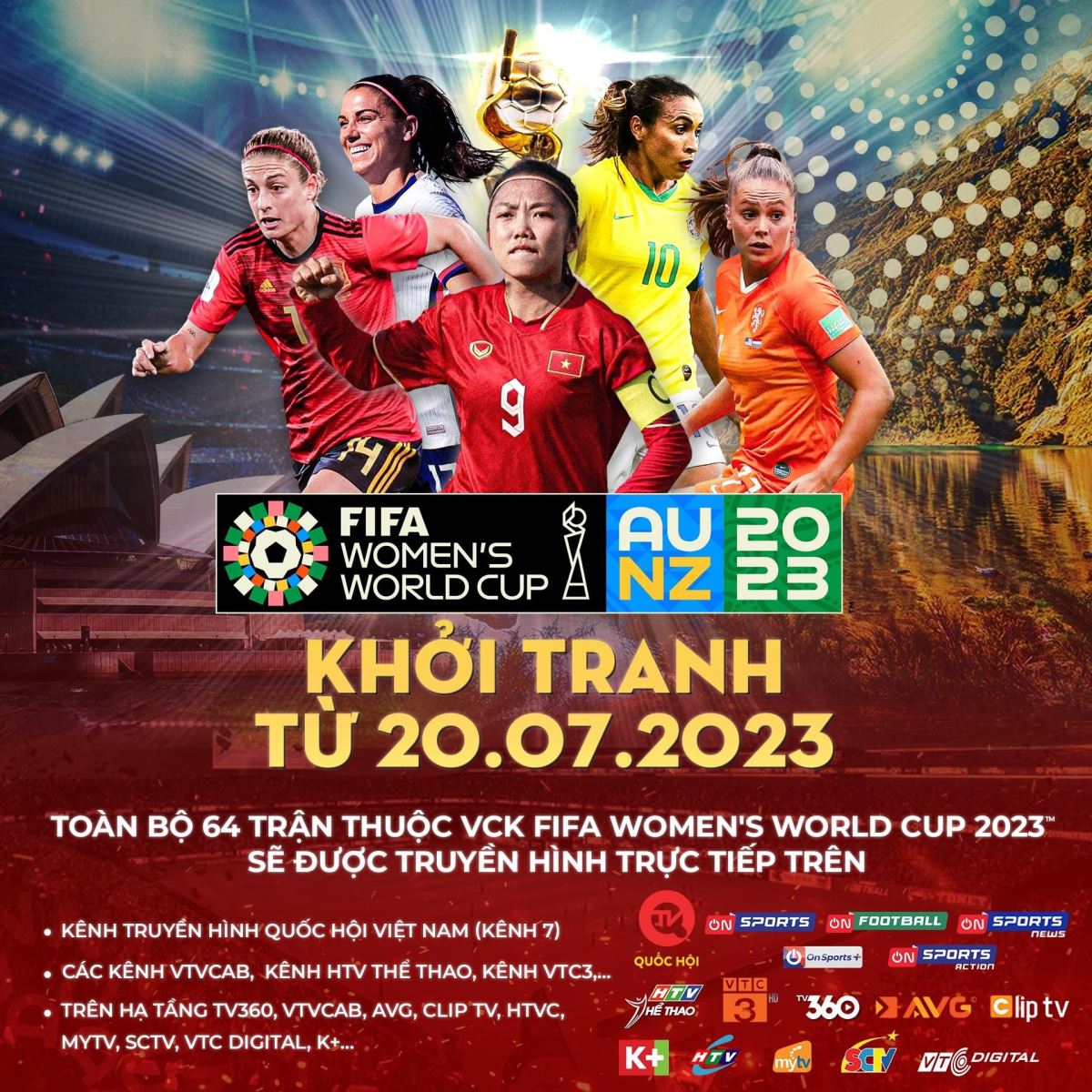 Xem trực tiếp vòng chung kết FIFA World Cup nữ 2023 trên kênh truyền