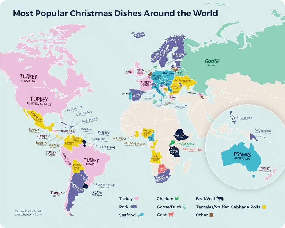 Tận hưởng món ăn Giáng sinh truyền thống trên toàn thế giới, từ Thổ Nhĩ Kỳ và Mỹ đến Tây Ban Nha và Pháp. Hãy khám phá những món ăn truyền thống tuyệt vời này với gia đình và bạn bè trong mùa lễ hội đầy niềm vui.