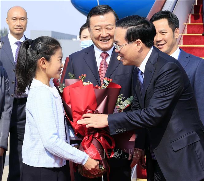 Lễ đón Chủ tịch nước Võ Văn Thưởng tại Sân bay Bắc Kinh - Ảnh: Thống Nhất/TTXVN