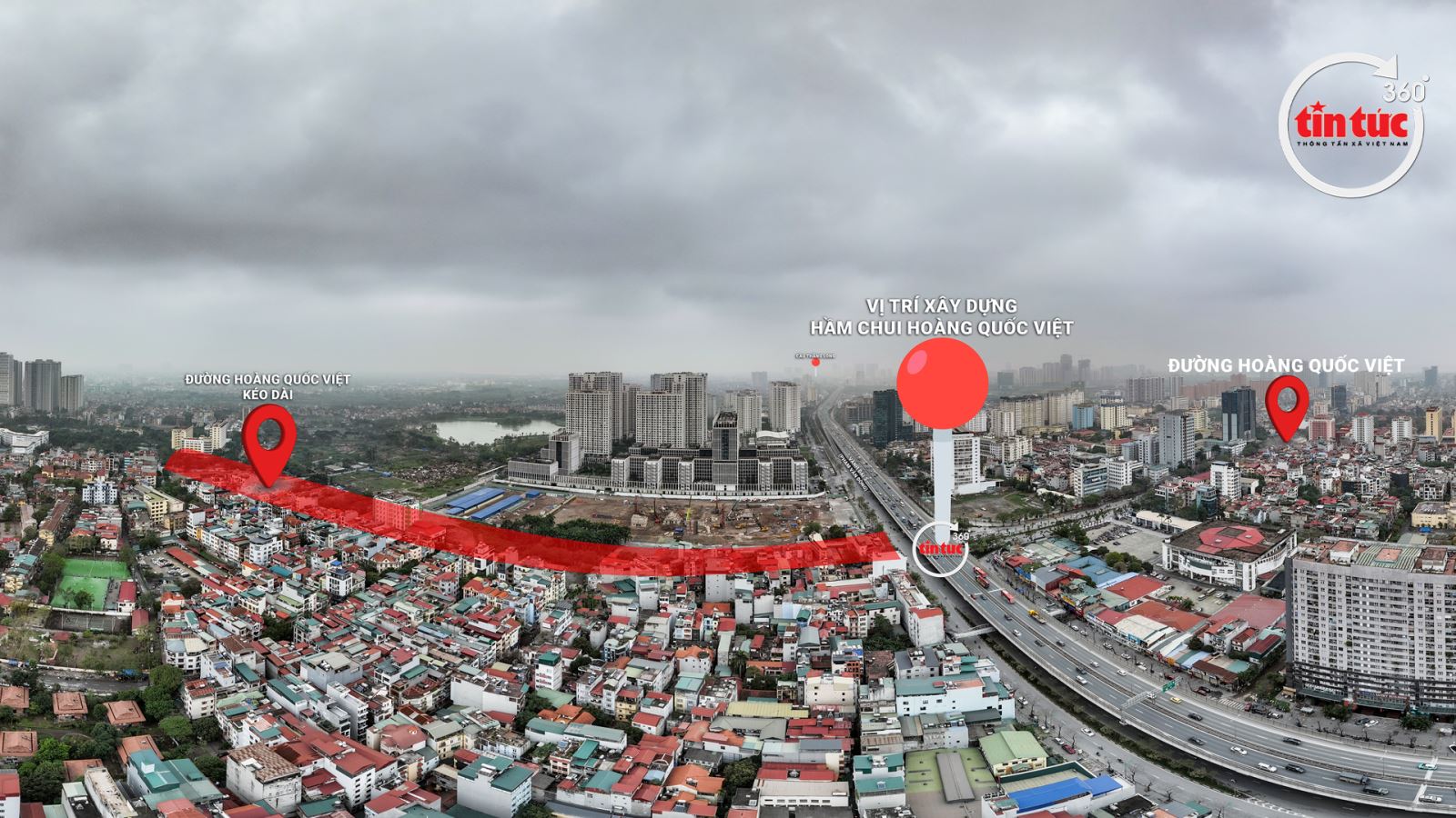 Ảnh 360 độ: Hiện trạng ngã ba Hoàng Quốc Việt đón dự án hầm chui nghìn tỷ | baotintuc.vn