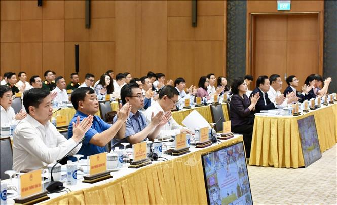 Các đại biểu dự Hội nghị Thường trực Chính phủ làm việc với các doanh nghiệp nhà nước. Ảnh: Dương Giang/TTXVN