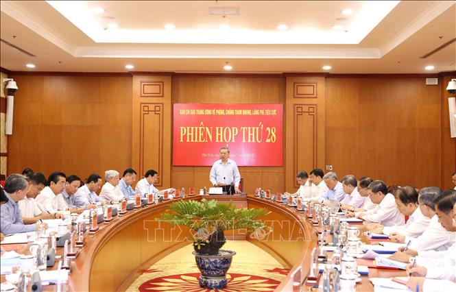 Hình ảnh 2 Tổng Bí thư Tô Lâm, Trưởng Ban Chỉ đạo Trung ương về phòng, chống tham nhũng, lãng phí, tiêu cực chủ trì Phiên họp thứ 28 của Ban Chỉ đạo. Ảnh: Phương Hoa/TTXVN