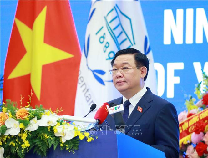 Chủ tịch Quốc hội Vương Đình Huệ phát biểu khai mạc Hội nghị Nghị sĩ trẻ toàn cầu lần thứ 9. Ảnh: TTXVN