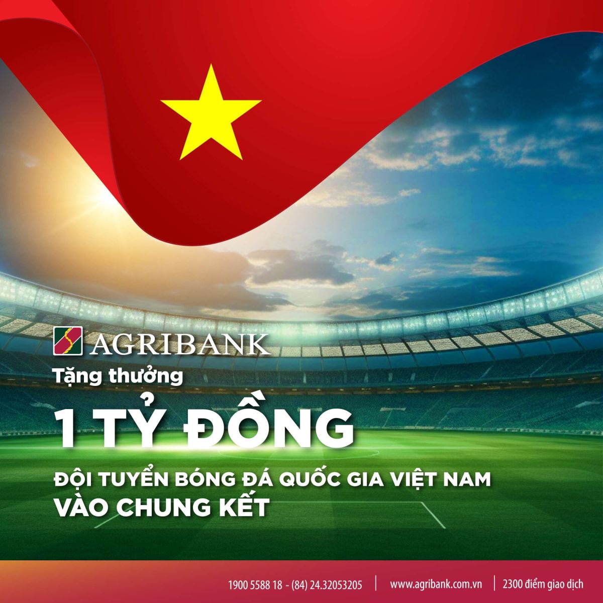 Agribank đã tặng thưởng Đội tuyển Bóng đá Quốc gia Việt Nam 1 tỷ đồng