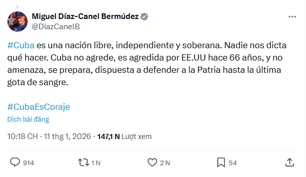 Chủ tịch Cuba gửi thông điệp tới Tổng thống Trump