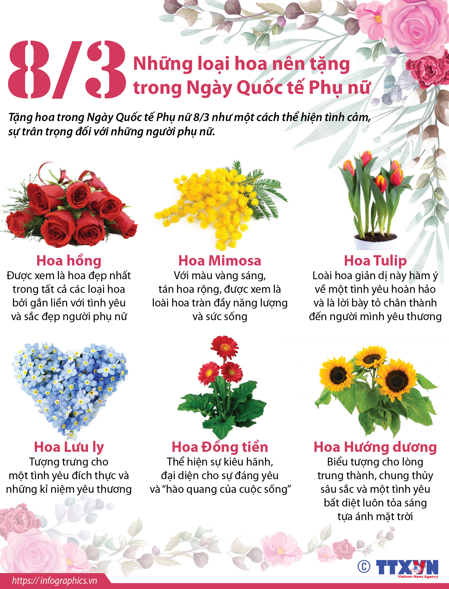 Hoa là một món quà tuyệt vời bày tỏ tình cảm và lòng tri ân những người phụ nữ tuyệt vời nhất. Hãy xem những loại hoa nào là phù hợp nhất để tặng trong Ngày Quốc tế Phụ nữ 2024 Việt Nam.